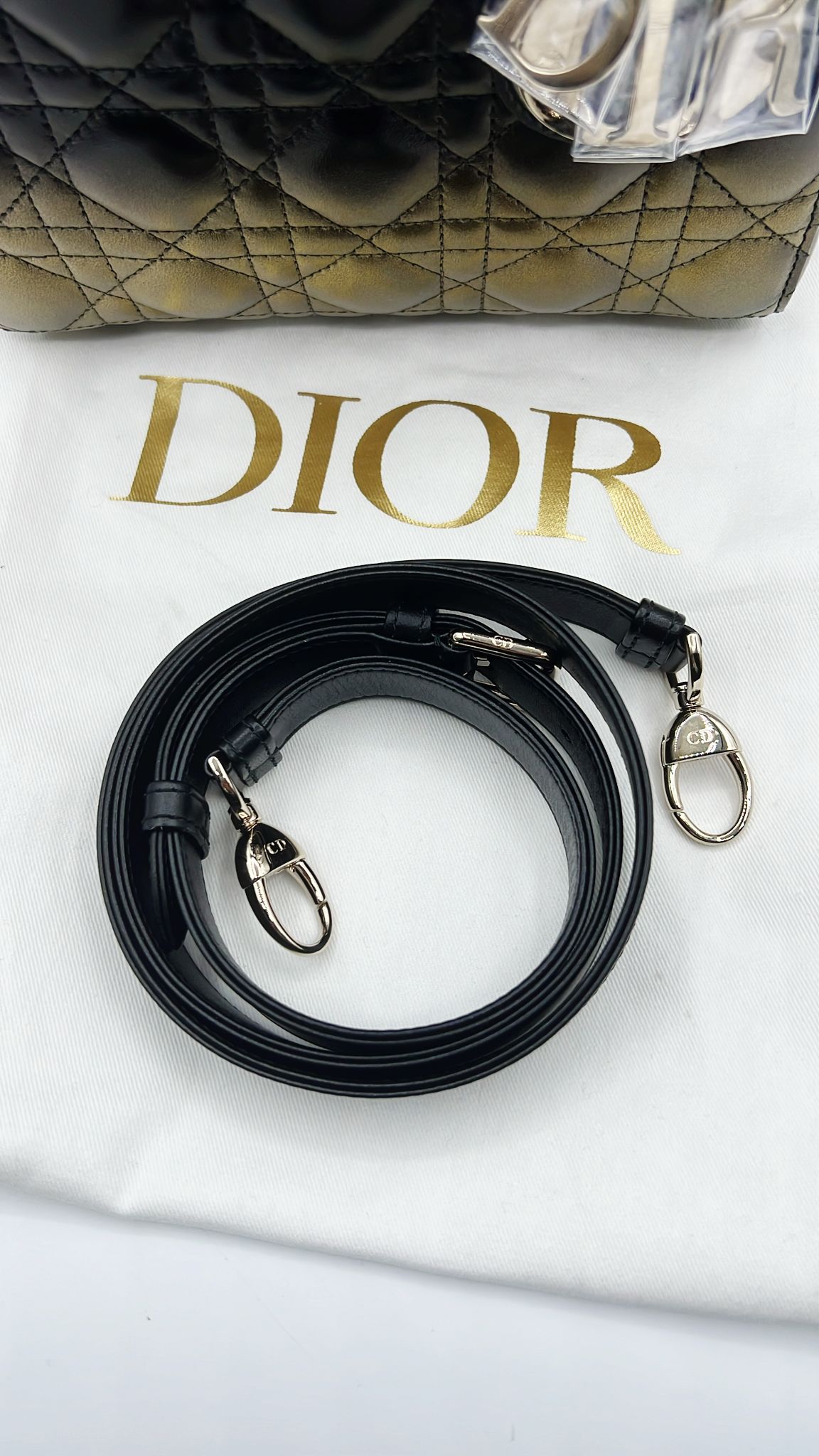 Dior lady size small lambskin leather black/gold