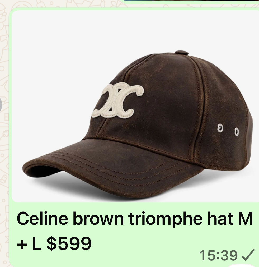 Celine leather hat large brown
