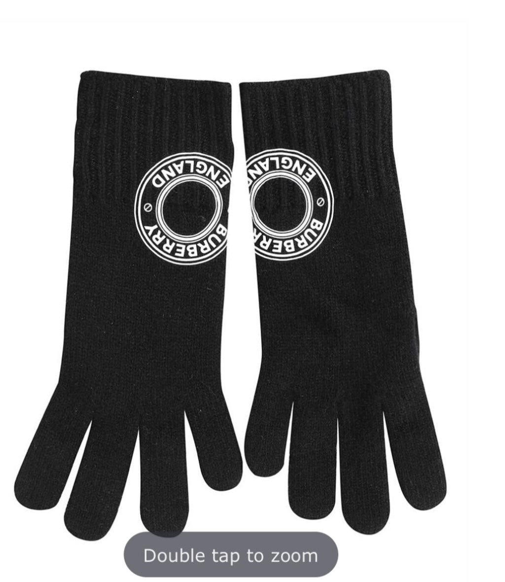 Burberry hat & gloves combo set black