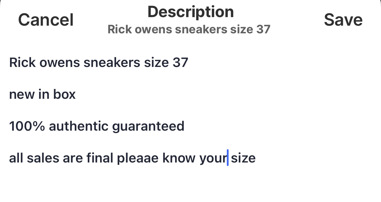 Rick owens sneakers size 37