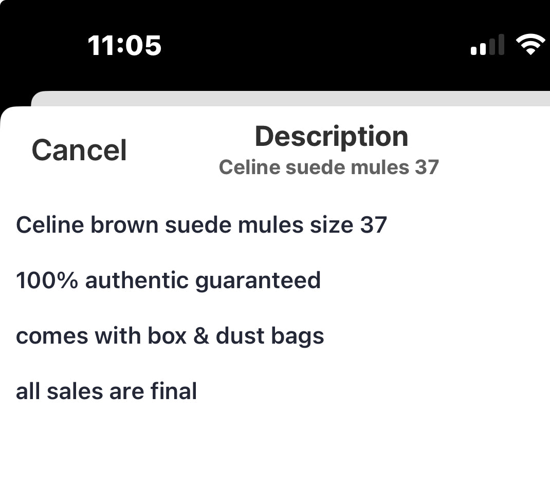 Celine suede mules 37