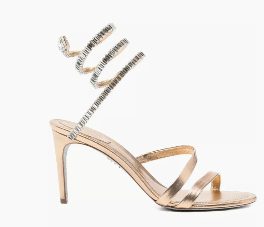 Rene gold crystal sandals 80 mm