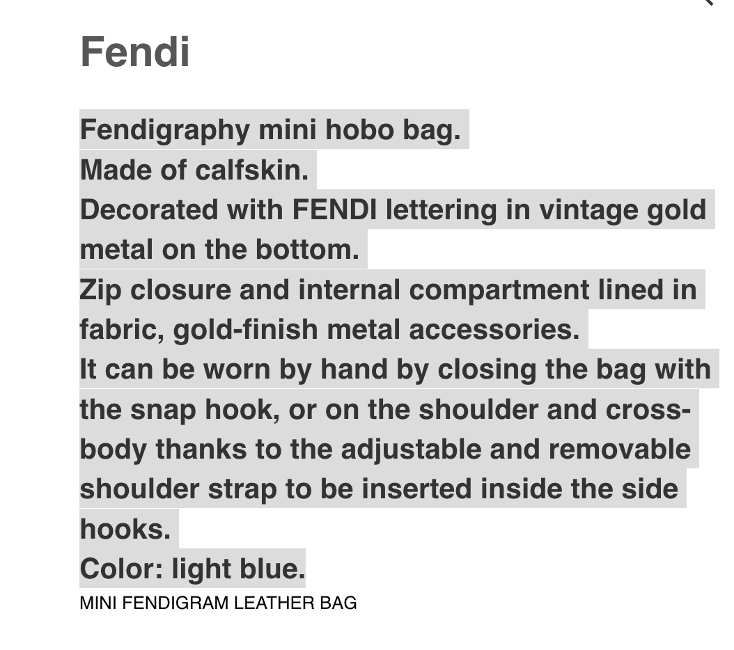 Fendigraphy mini baby blue