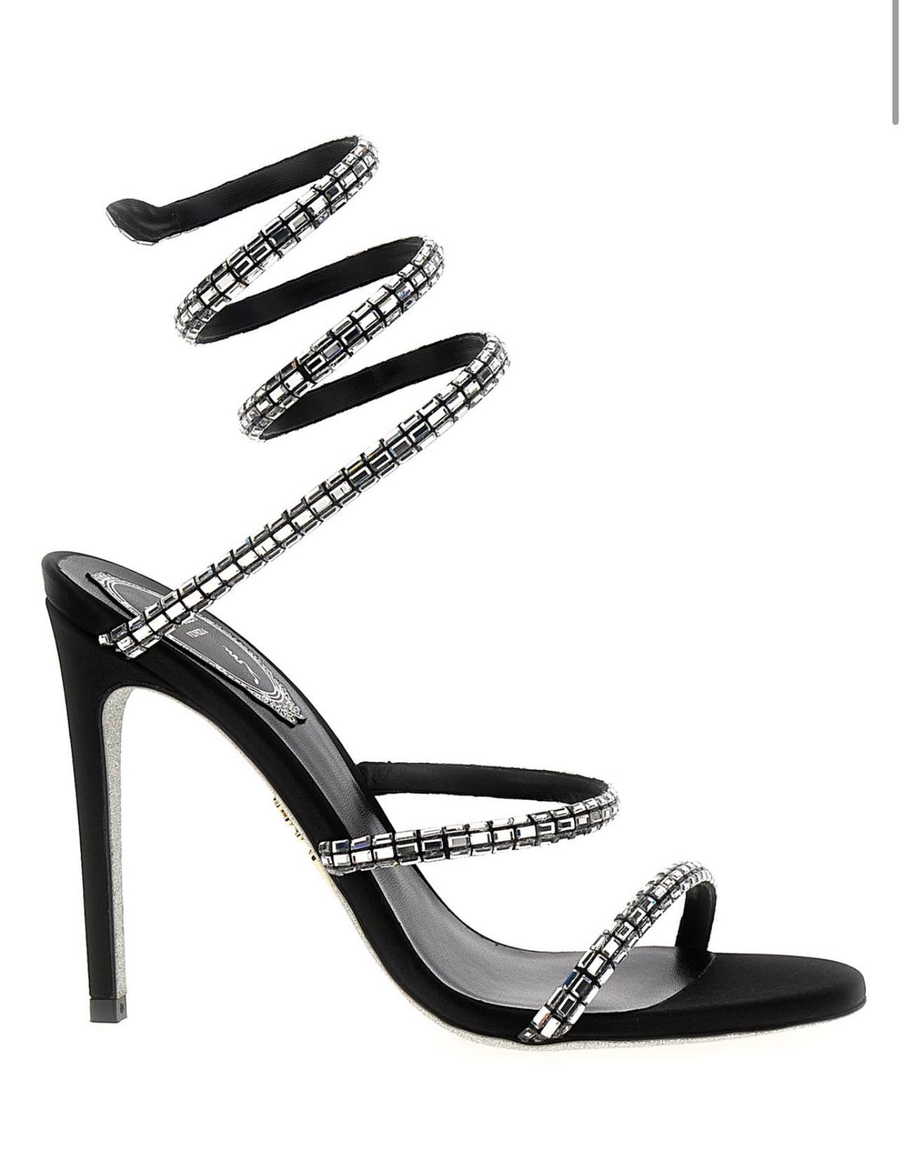 Rene caovilla crystal black sandals 40