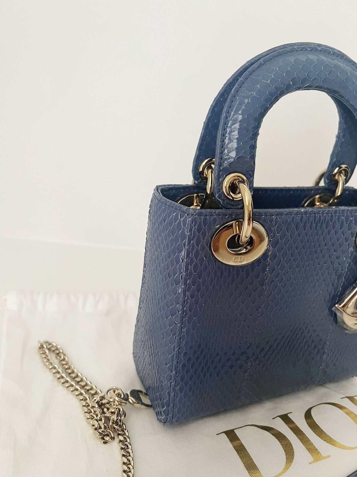 Lady Dior Mini Python blue