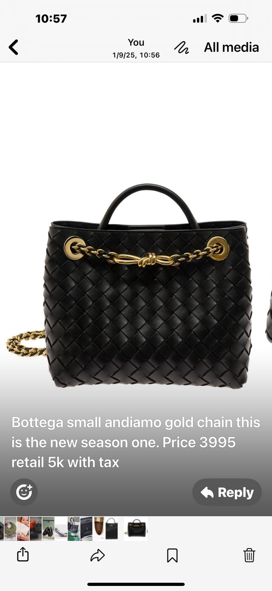 Bottega small black gold hardware