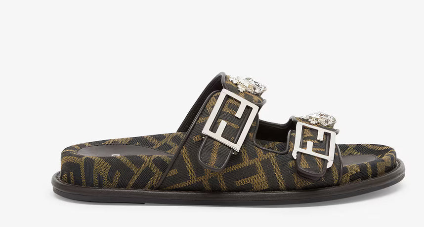 Fendi ff crystal slides left balance
