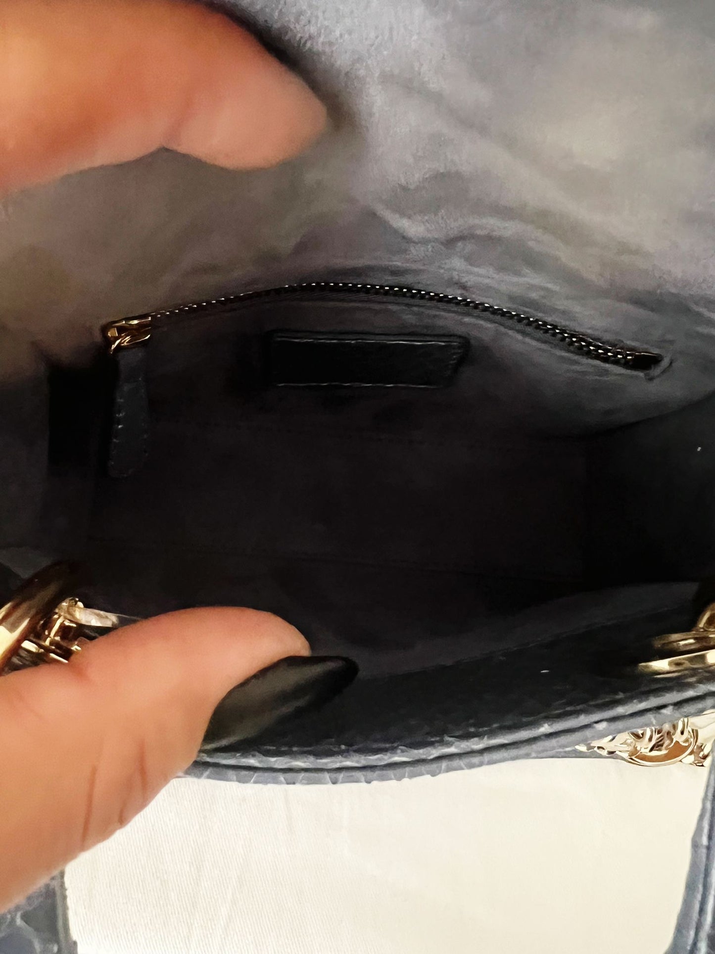 Lady Dior Mini Python blue