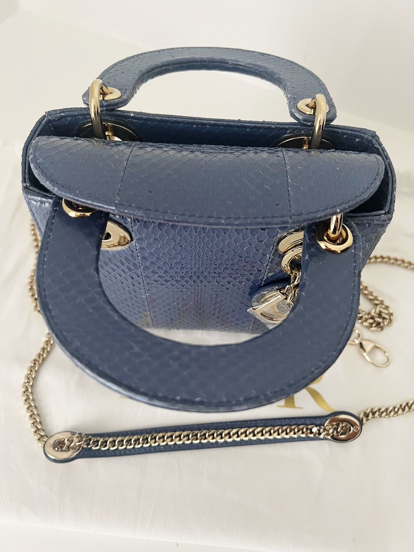 Lady Dior Mini Python blue