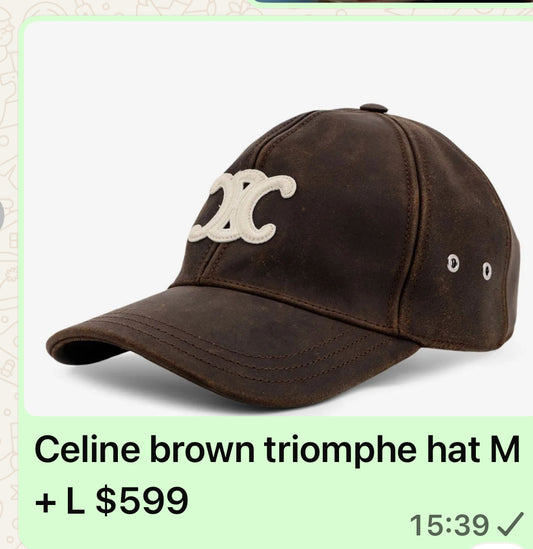 Celine leather hat large brown