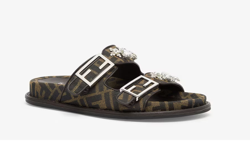 Fendi ff crystal slides left balance