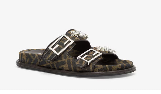Fendi ff crystal slides left balance