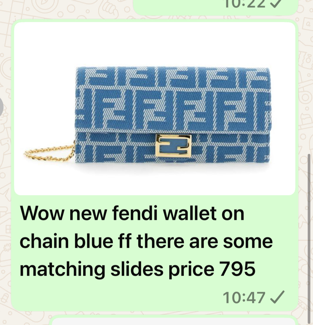 Fendi slides 39 & wallet on chain blue ff bundle order