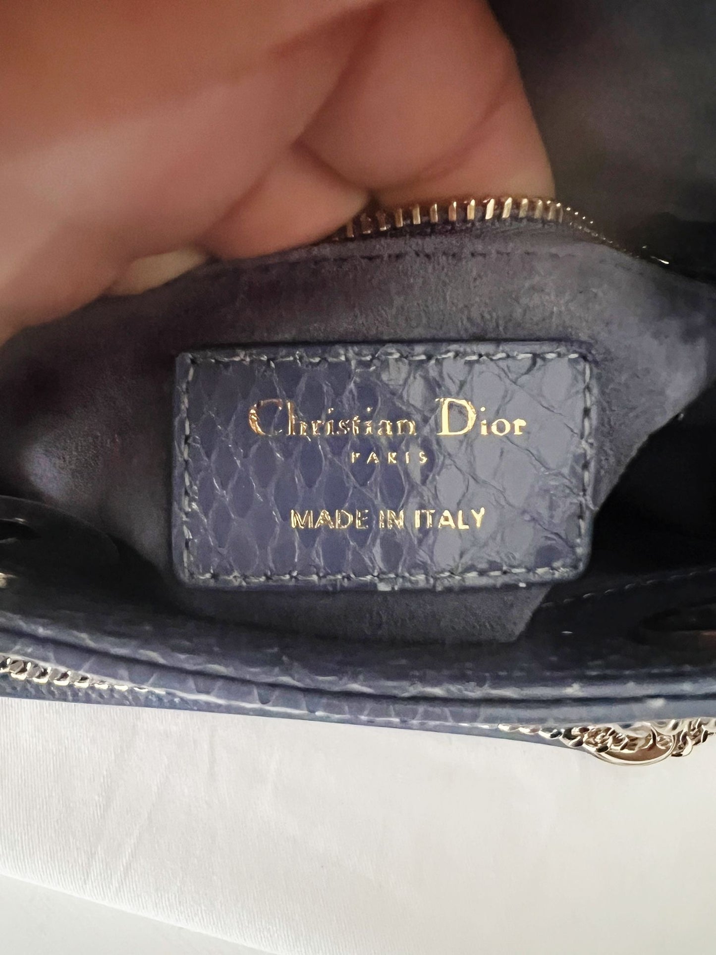 Lady Dior Mini Python blue