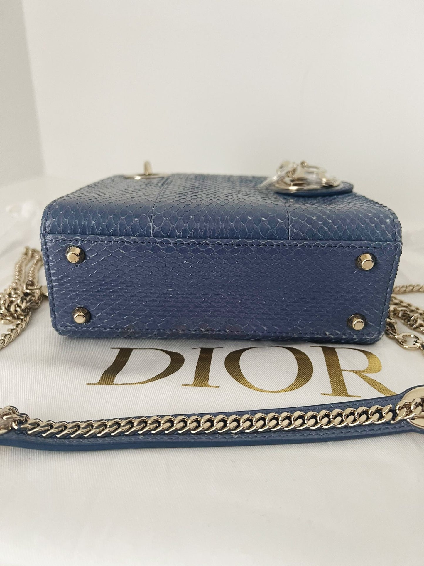 Lady Dior Mini Python blue