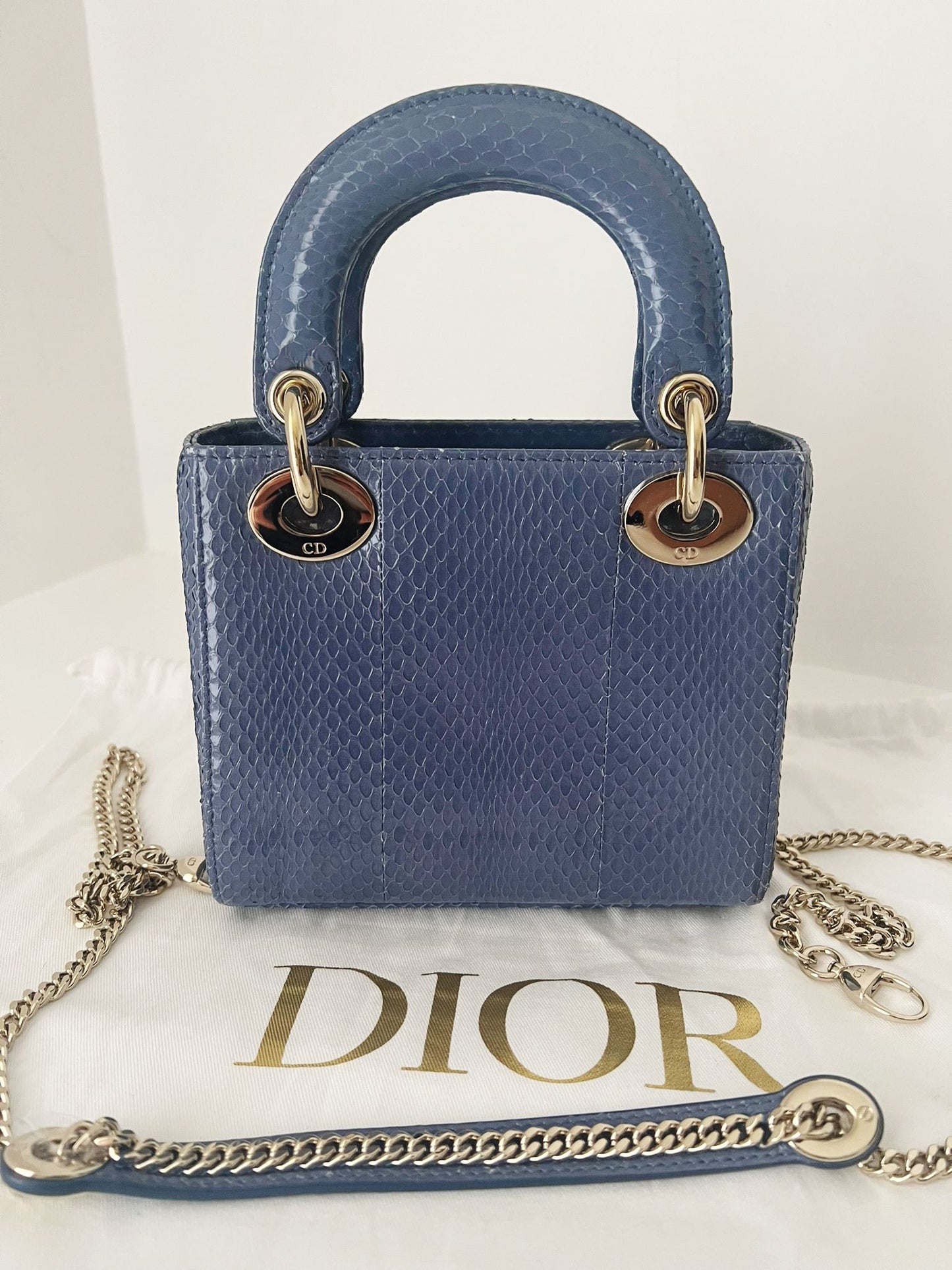 Lady Dior Mini Python blue