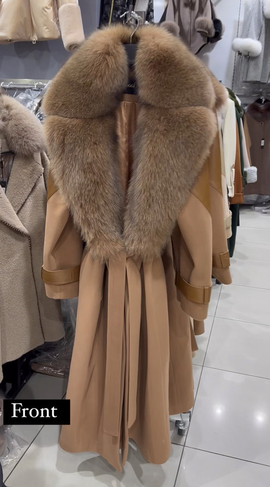 Cashmere fox fur coat