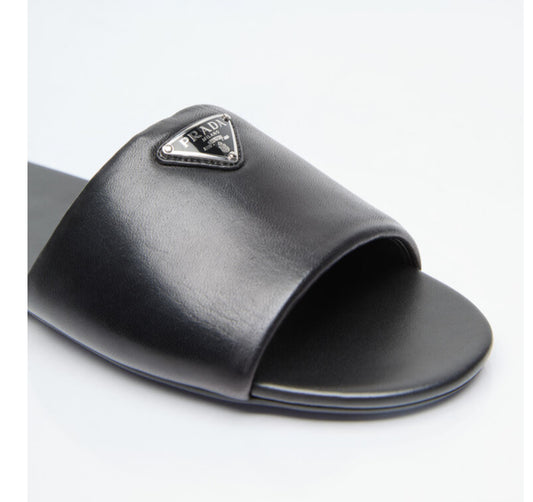 Prada slides logo plaque