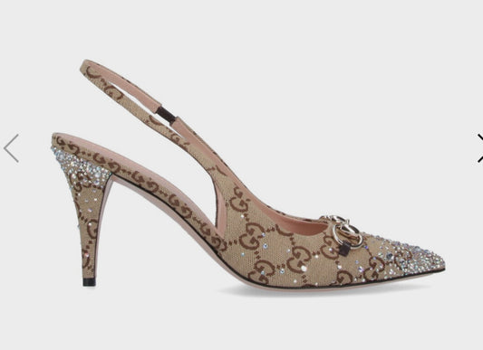 Gucci crystal sling back 37.5