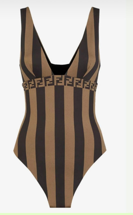 Fendi brown one piece swimsuit size 40