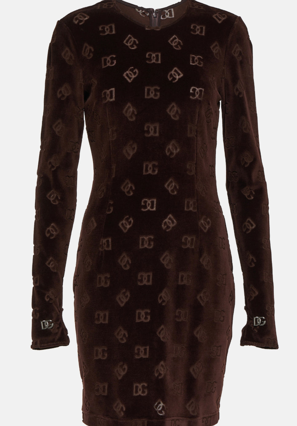 Dolce Gabana velvet brown logo dress