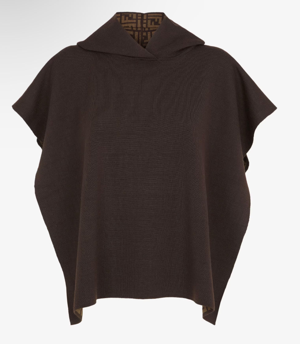 Fendi brown poncho reversible