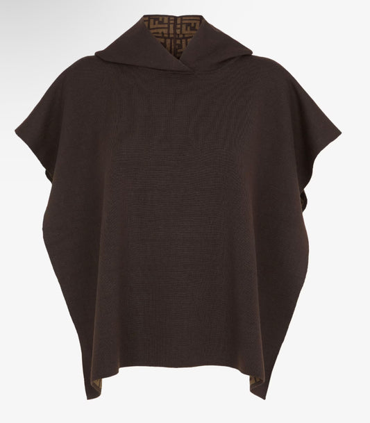 Fendi brown poncho reversible
