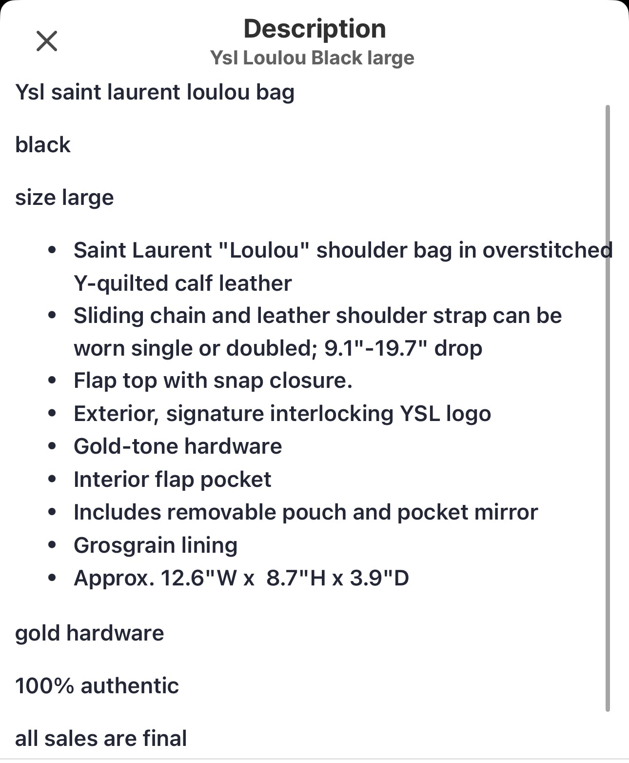 Ysl Loulou Black large& Fendi slides 40