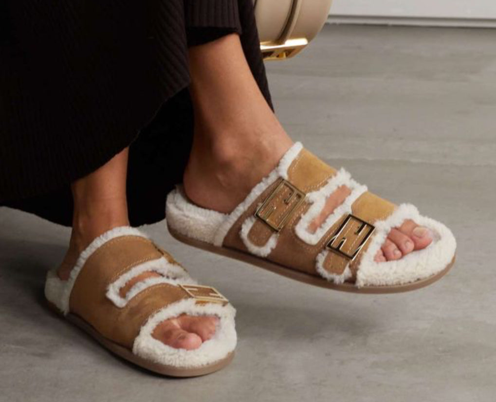Fendi first sherling slides 35