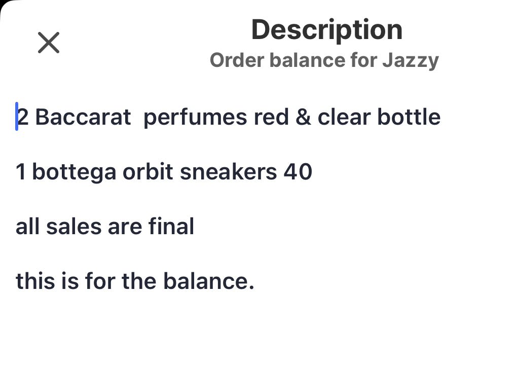 Order balance for Jazzy