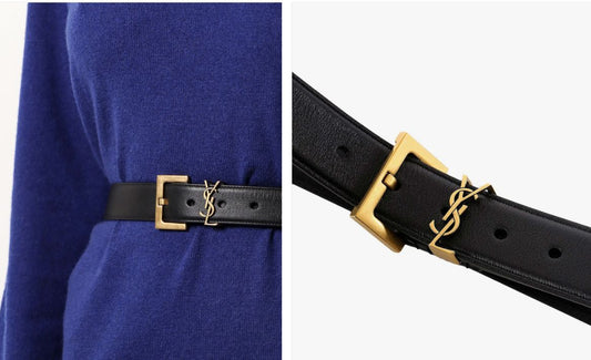 Ysl belt black leather gold 95