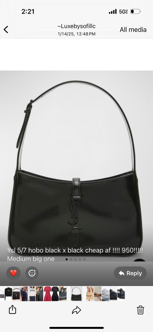 Ysl hobo 5/7 black new