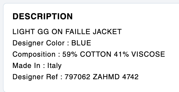 Gucci blazer blue size 40