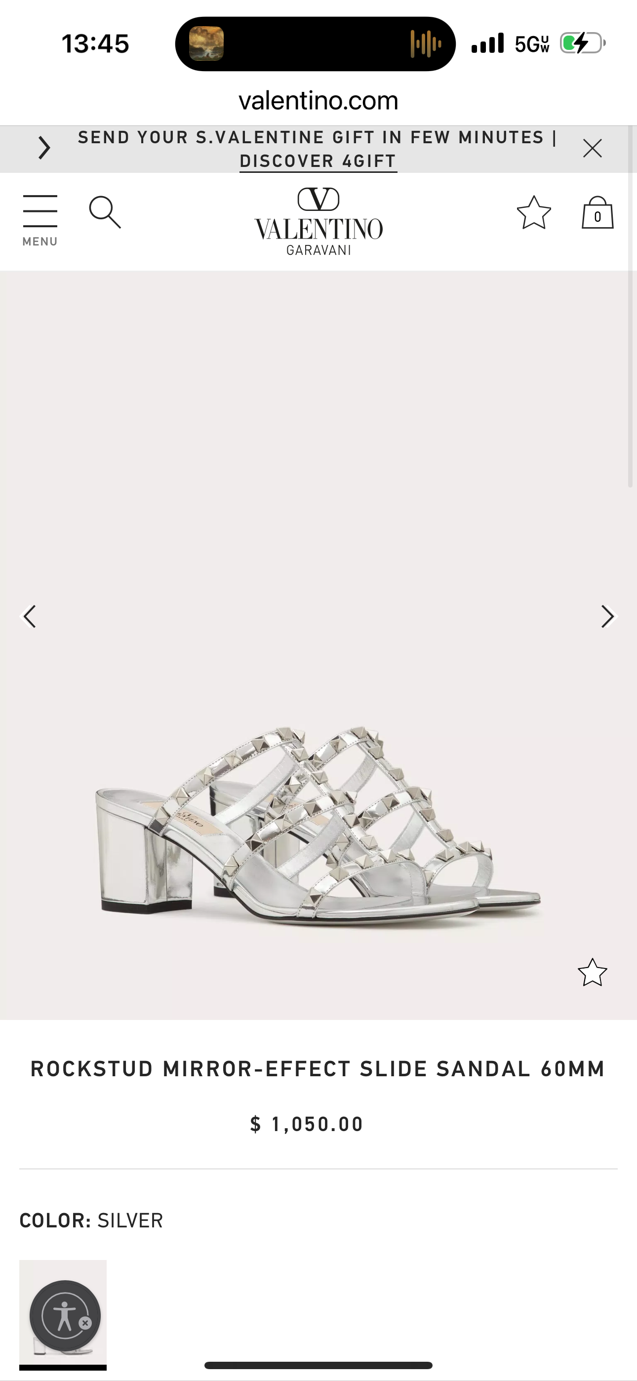 ROCKSTUD MIRROR-EFFECT SLIDE SANDAL 60MM