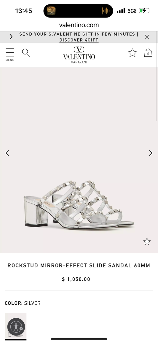 ROCKSTUD MIRROR-EFFECT SLIDE SANDAL 60MM