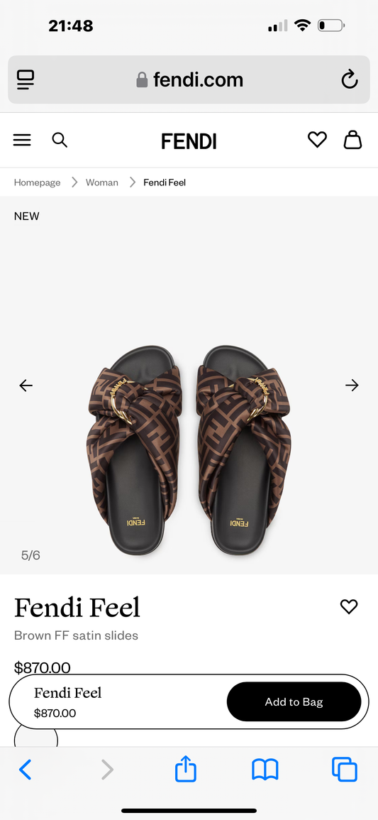 Fendi Feel
Brown FF satin slides 38