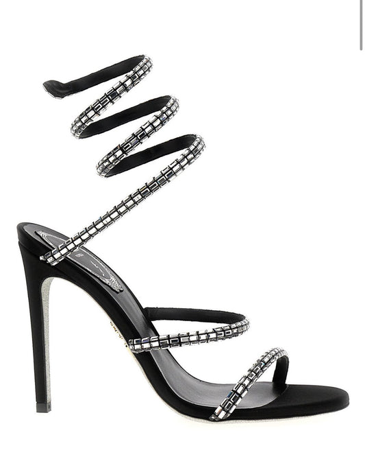 Rene caovilla crystal black sandals 40